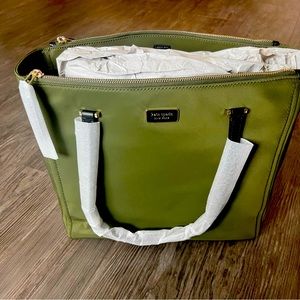 Brand New Kate Spade Olive Green Nylon Tote Bag Medium